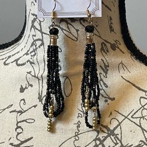 Black and gold bead earrings